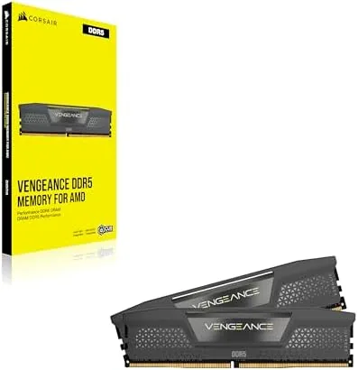 Completed gaming PC build with the CORSAIR Vengeance DDR5 kit installed