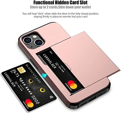 Close look at the Nvollnoe for iPhone 15 Case with Card Holder Rose Gold build quality