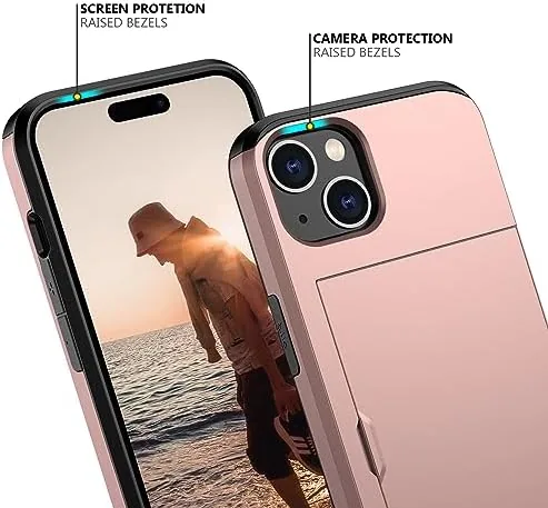 The Nvollnoe for iPhone 15 Case with Card Holder Rose Gold in real use