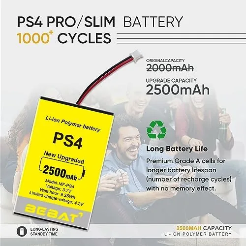 The new 2500mAh battery seated inside the opened controller shell