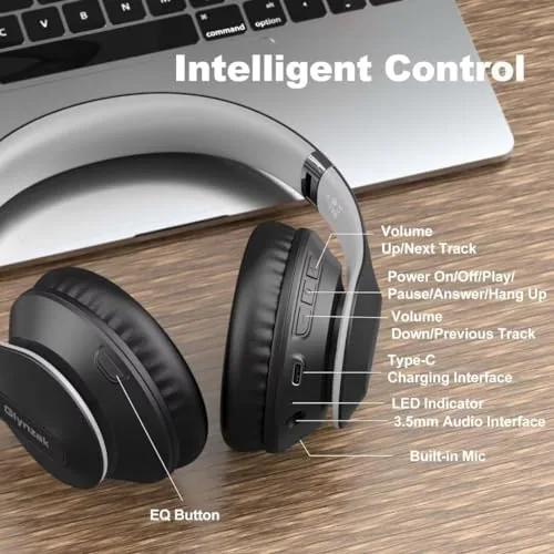 Another view of the Wireless Bluetooth Headphones Over Ear V6.0 HiFi Stereo with Mic