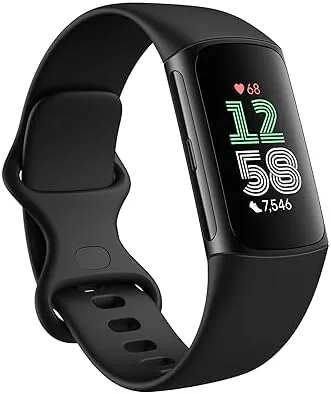 Fitbit Charge 6 fitness tracker in Obsidian black worn on a wrist