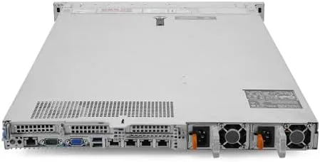 The R640 racked up with status LEDs showing healthy operation