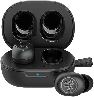 JLab JBuds Mini true wireless earbuds and charging case in charcoal black