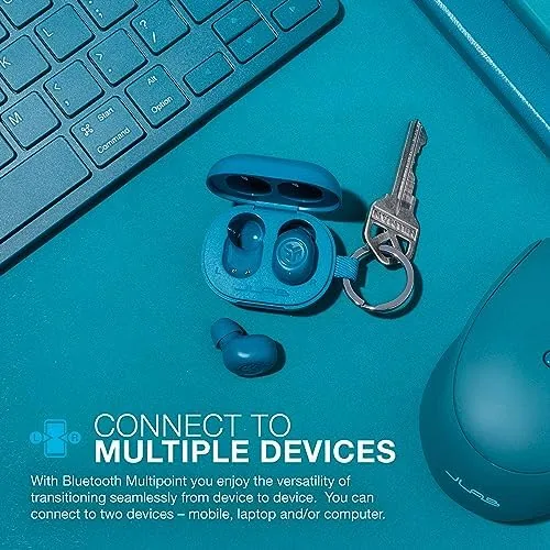 Detail shot of the JLab JBuds Mini, True Wireless Earbuds, Bluetooth Multipoint, IP55 Sweat features