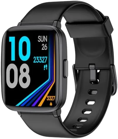 The fitness tracker watch on a wrist showing the step count display