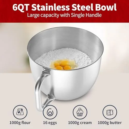 Cookie batter being creamed in the 6 quart bowl with the splash guard attached