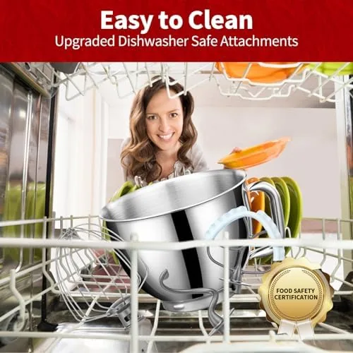 The red stand mixer beside a hand mixer and a bowl-lift model for comparison