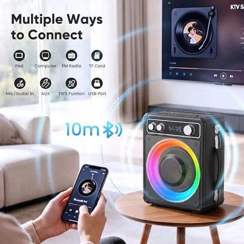 The VOSOCO Karaoke Machine, Bluetooth Speaker with 2 Wireless Mics for compared in context