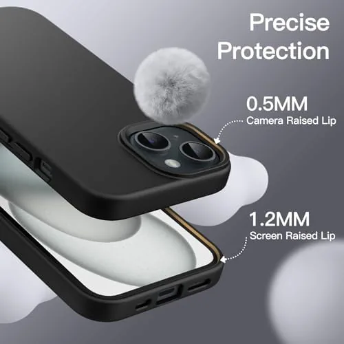 Another view of the JETech Silicone Case for iPhone 15, Black | Silky Soft