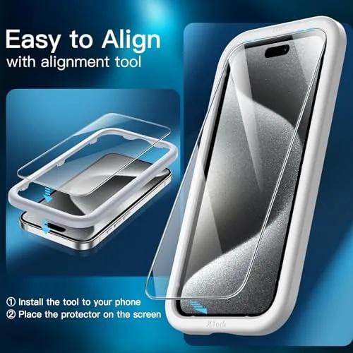 Another view of the JETech Screen Protector for iPhone 15 Pro, 3-Pack | 9H