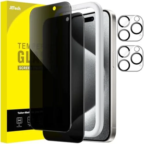 JETech Privacy Screen Protector for iPhone 15 Pro, 2+2 Pack | Anti-Spy Tempered Glass Review: Tested and Rated
