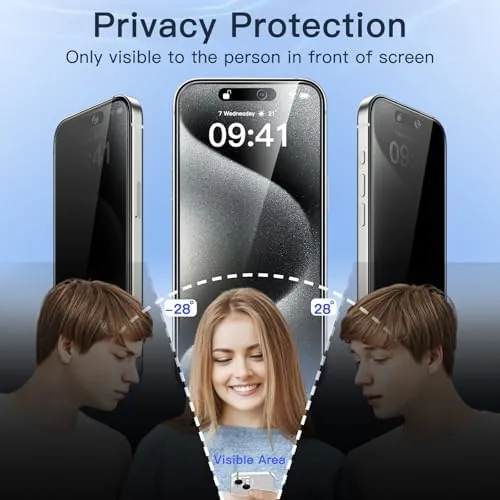 The JETech Privacy Screen Protector for iPhone 15 Pro, 2+2 Pack in real use