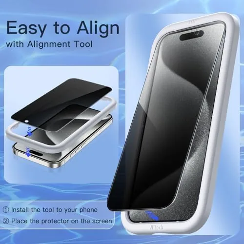 Another view of the JETech Privacy Screen Protector for iPhone 15 Pro, 2+2 Pack