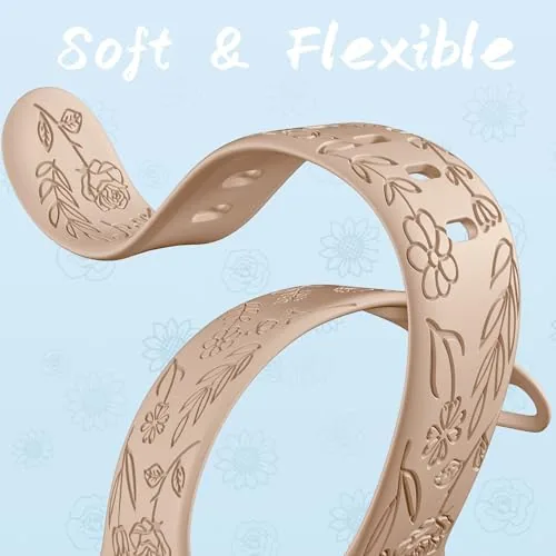 Another view of the SNBLK 6 Pack Floral Engraved Bands Compatible with Apple Watch