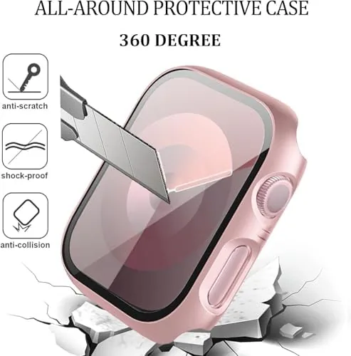 A fitted case on a 40mm Apple Watch showing the flush tempered glass face