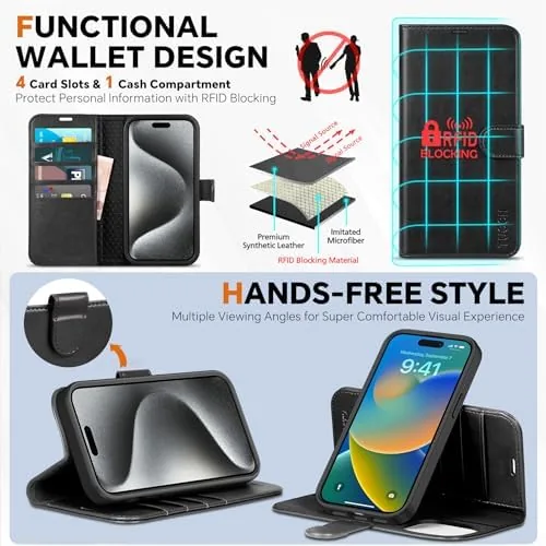 Another view of the TUCCH 2-in-1 Detachable Wallet Case for iPhone 15 Pro (6.1")