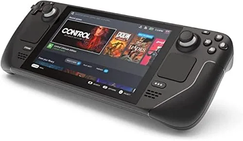 Close up of the Steam Deck controls, thumbsticks, and trackpads