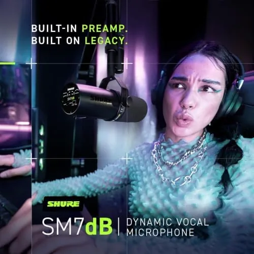 The Shure SM7dB Dynamic Vocal Mic with Preamp for Streaming in real use