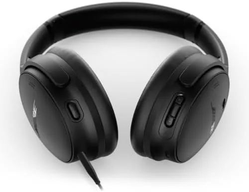 The Bose QuietComfort headphones in their hard carrying case
