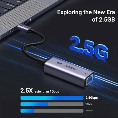 Close look at the UGREEN USB C to Ethernet Adapter 2.5G, Aluminum Ethernet Adapter build quality