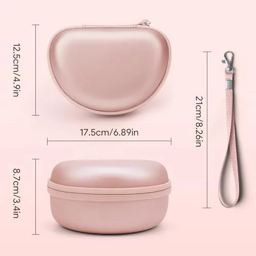 Commuters bag showing the rose gold headphone case packed at the top