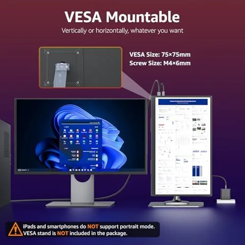Another view of the VisionOwl Portable Monitor for Laptop, IPS USB-C HDMI Travel Second