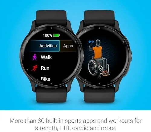 Another view of the Garmin Venu® 3, Premium Fitness Smartwatch, 45mm, Black | Body