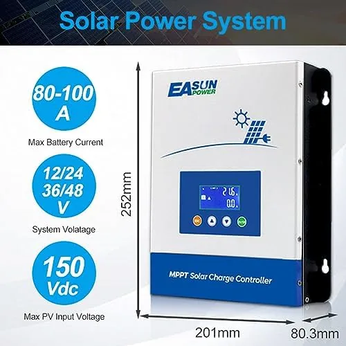 Close look at the POWLAND 100A MPPT Solar Charge Controller,12V/24V/36V/48V Auto,Max Input 150V LCD build quality