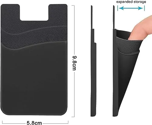 Another view of the SS Black Phone Wallet, Credit Card Holder Stick on for