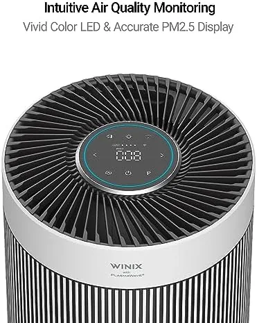 WINIX T810 running in a kitchen while the air quality display updates