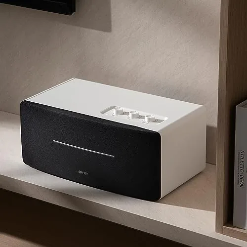 Close look at the Edifier D12 Integrated Desktop Computer Speakers with Bluetooth 5.0, Wireless build quality