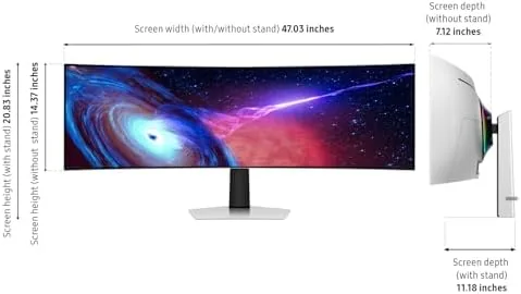 Detail shot of the Samsung 49" Odyssey (G93SC) Series QD-OLED Curved Gaming Monitor | features