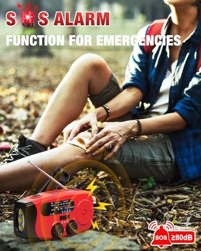 Detail shot of the Emgykit Hand Crank Radio with AM/FM/NOAA Weather Band,for Emergencies | features