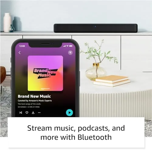 Another view of the Amazon Fire TV Soundbar with Alexa Voice Remote Pro