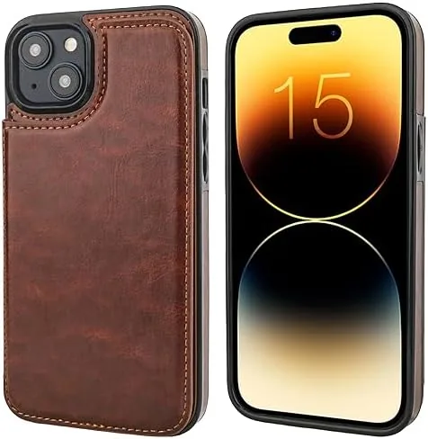 Close look at the ONETOP for iPhone 15 Plus Wallet Case with Credit Card build quality