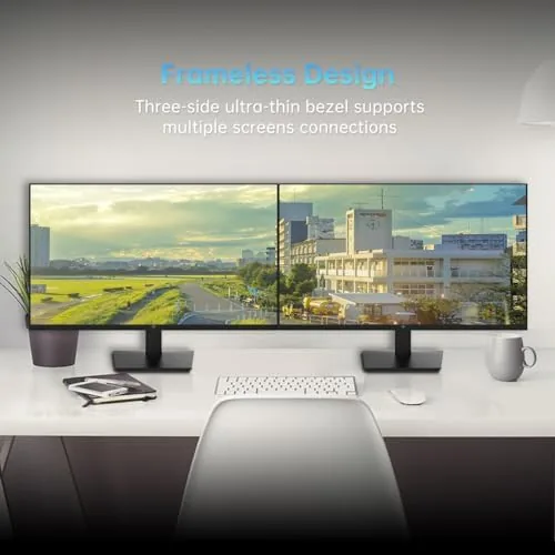 Two KTC monitors mounted on arms in a dual monitor setup