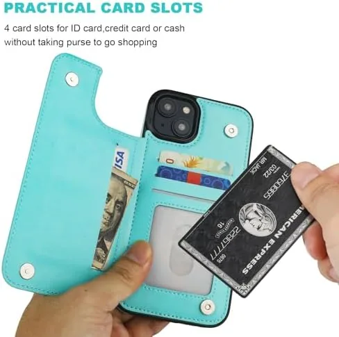 The ONETOP for iPhone 15 Plus Wallet Case with Credit Card in real use
