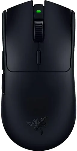 The Razer Viper V3 HyperSpeed wireless mouse in black on a gaming desk