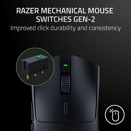 The mouse in its wireless mode with the AA battery compartment open beside it