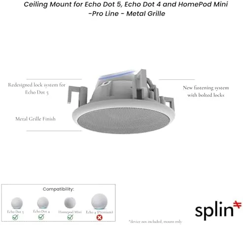 The Splin Ceiling Speaker Mount for Alexa Echo Dot & HomePod compared in context
