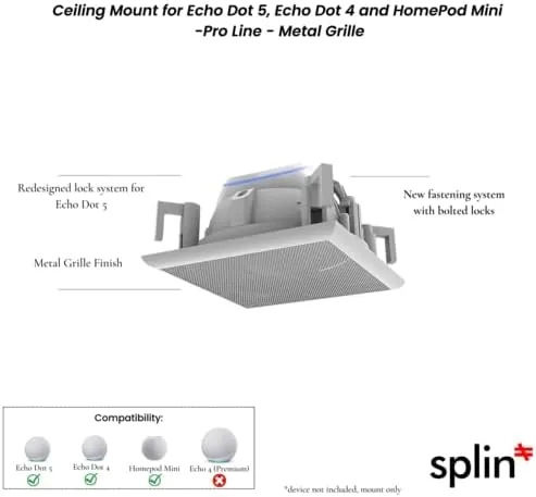 The Splin Ceiling Speaker Mount for Alexa Echo Dot & HomePod compared in context