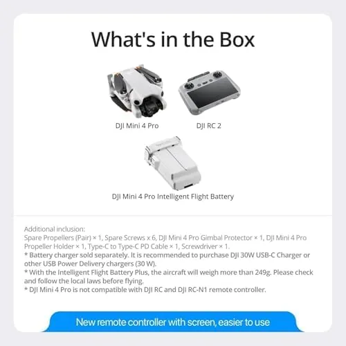 The DJI Mini 4 Pro (DJI RC 2), Drones with Camera compared in context