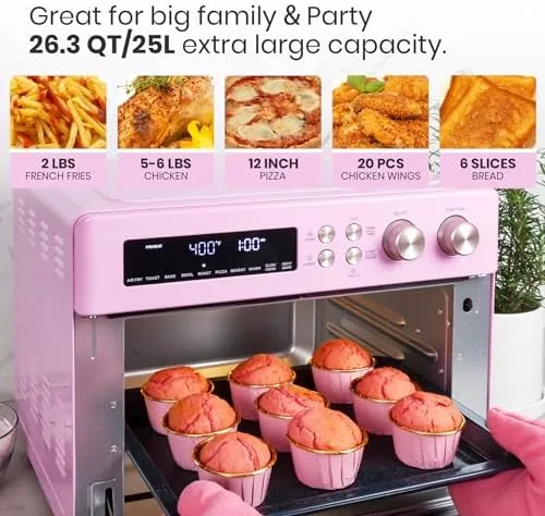 The VAL CUCINA Retro 26.3 QT Infrared Heating Air Fryer Toaster in real use