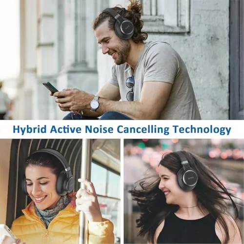 Another view of the KVIDIO Active Noise Cancelling Headphones, 70 Hours Playtime Bluetooth Headphones