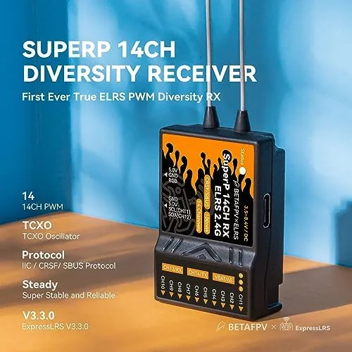 Close look at the BETAFPV SuperP 14CH Diversity Receiver for FPV RC Drones-ELRS 2.4G build quality