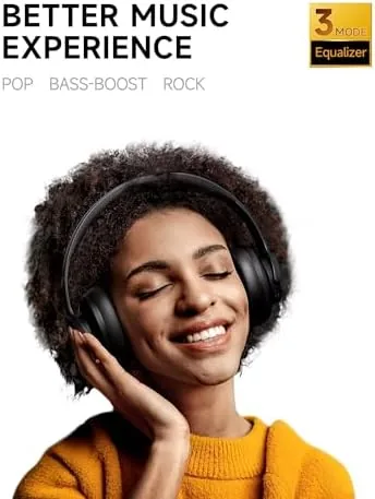 Close look at the Picun B8 Wireless Bluetooth Headphones, 120H Playtime, 3EQ Modes, Black build quality