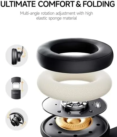 Another view of the Picun B8 Wireless Bluetooth Headphones, 120H Playtime, 3EQ Modes, Black