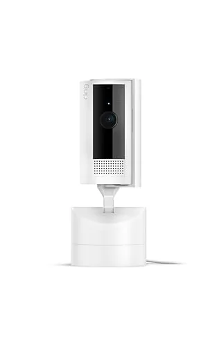 Close up of the camera head, lens, and status light on the Ring Pan-Tilt Cam