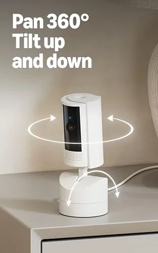 The Ring app live view showing the pan and tilt controls and the two way talk button